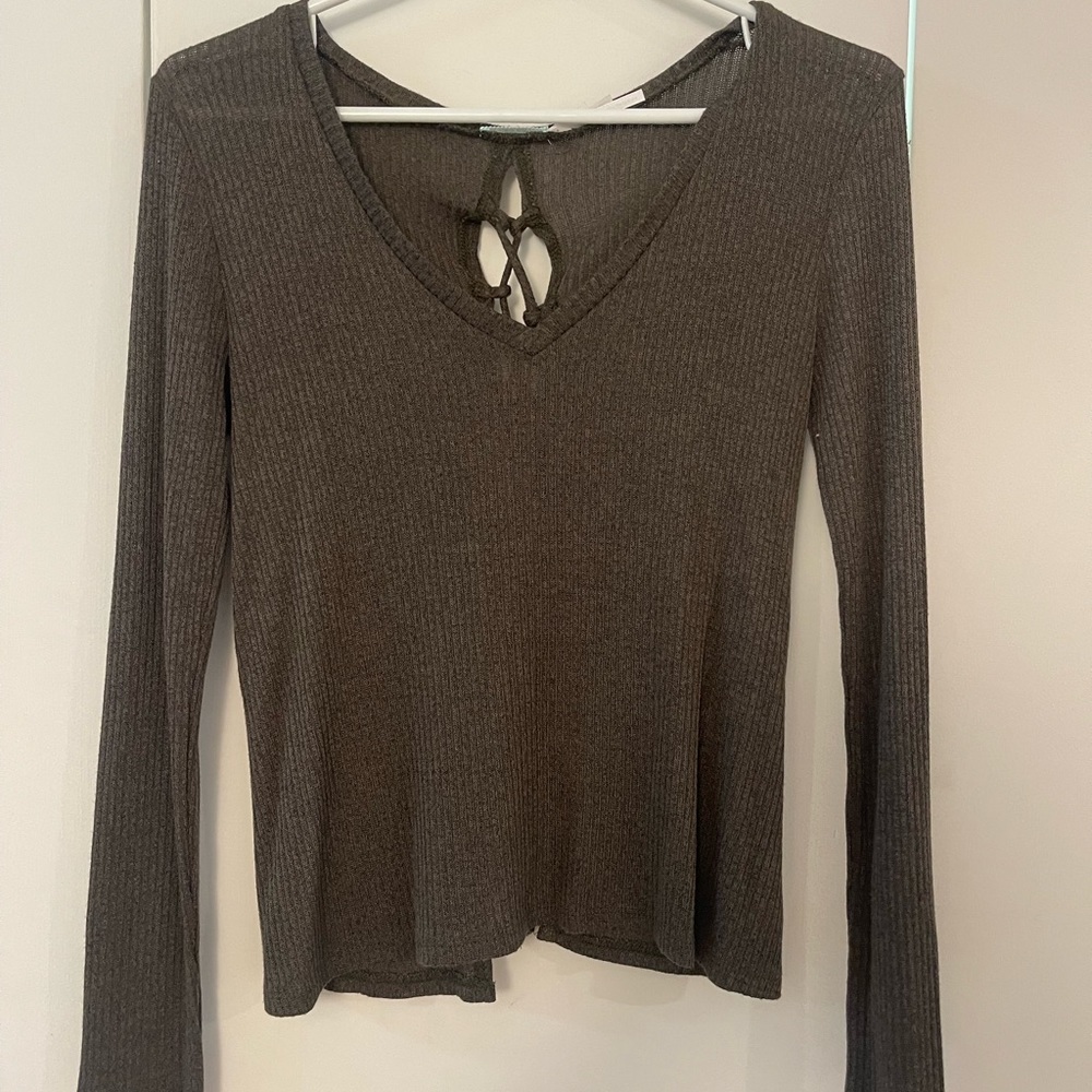 Urban outfitters Kimchi Blue gray/green lace up back top
